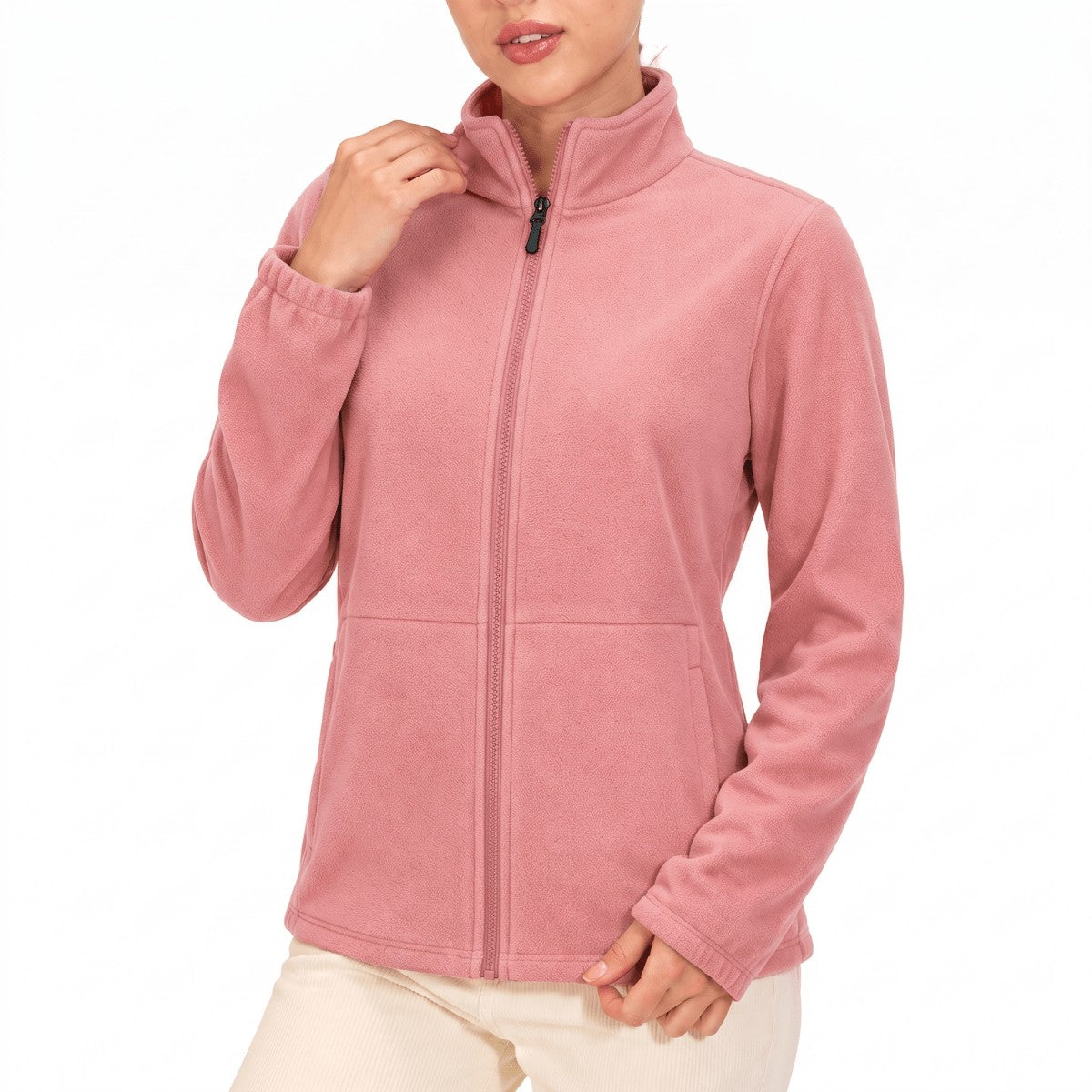 Women's Softshell Jacket – Windproof Thermal Fleece-Lined - Light Pink