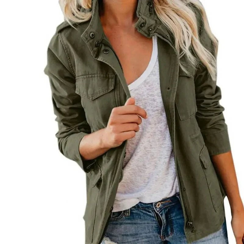 Women's Walking Jacket – Windproof Adjustable-Waist Layer - Green