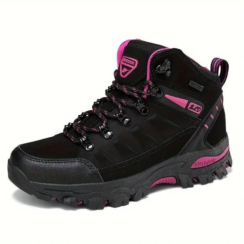 Women's Waterproof Hiking Boots – Wide Toe Box, Ankle Support - Black