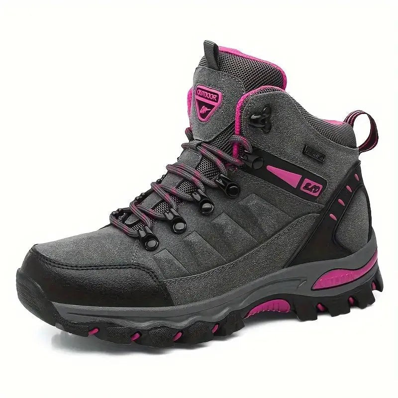 Women's Waterproof Hiking Boots – Wide Toe Box, Ankle Support - Gray